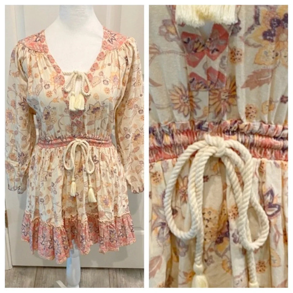 Valiante Dresses & Skirts - Valiante Floral Cream and Pink Mini Dress